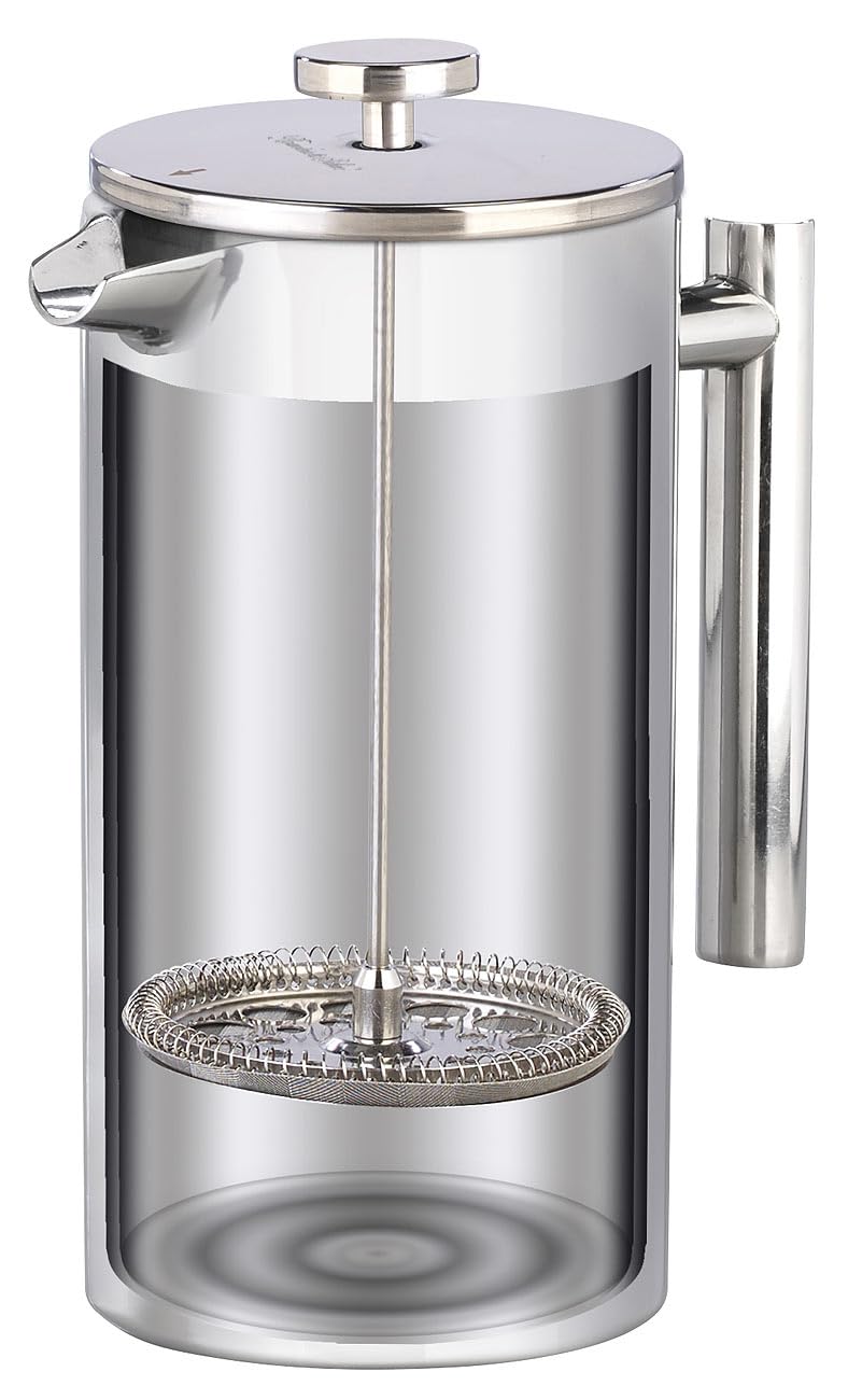 Rosenstein & Söhne Isolierkanne: French-Press, 1,5 Liter, doppelwandig, Edelstahl, Vakuum-Isolierung (French Press 1 5 l Thermo, Frenchpress, Tasse)