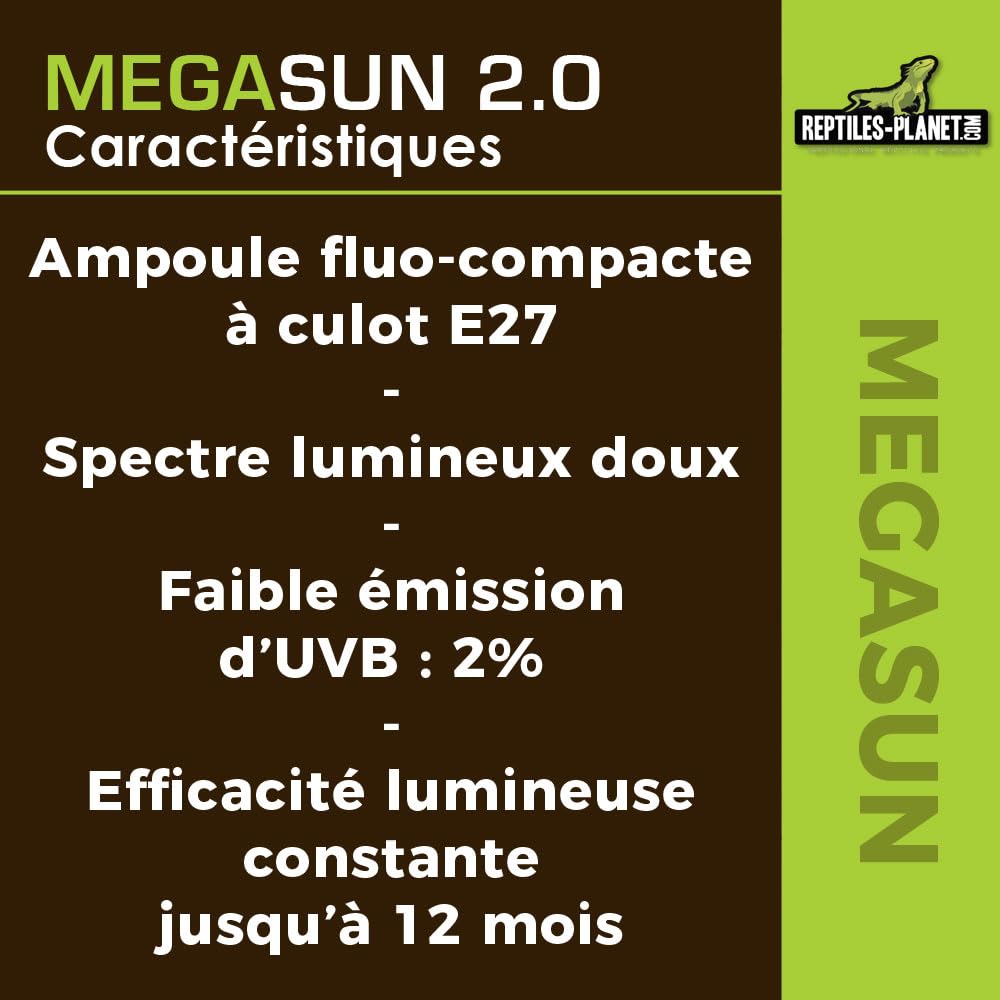 Reptiles Planet - MegaSun UVB 2.0 - Lampadina UVA UVB - 26 W