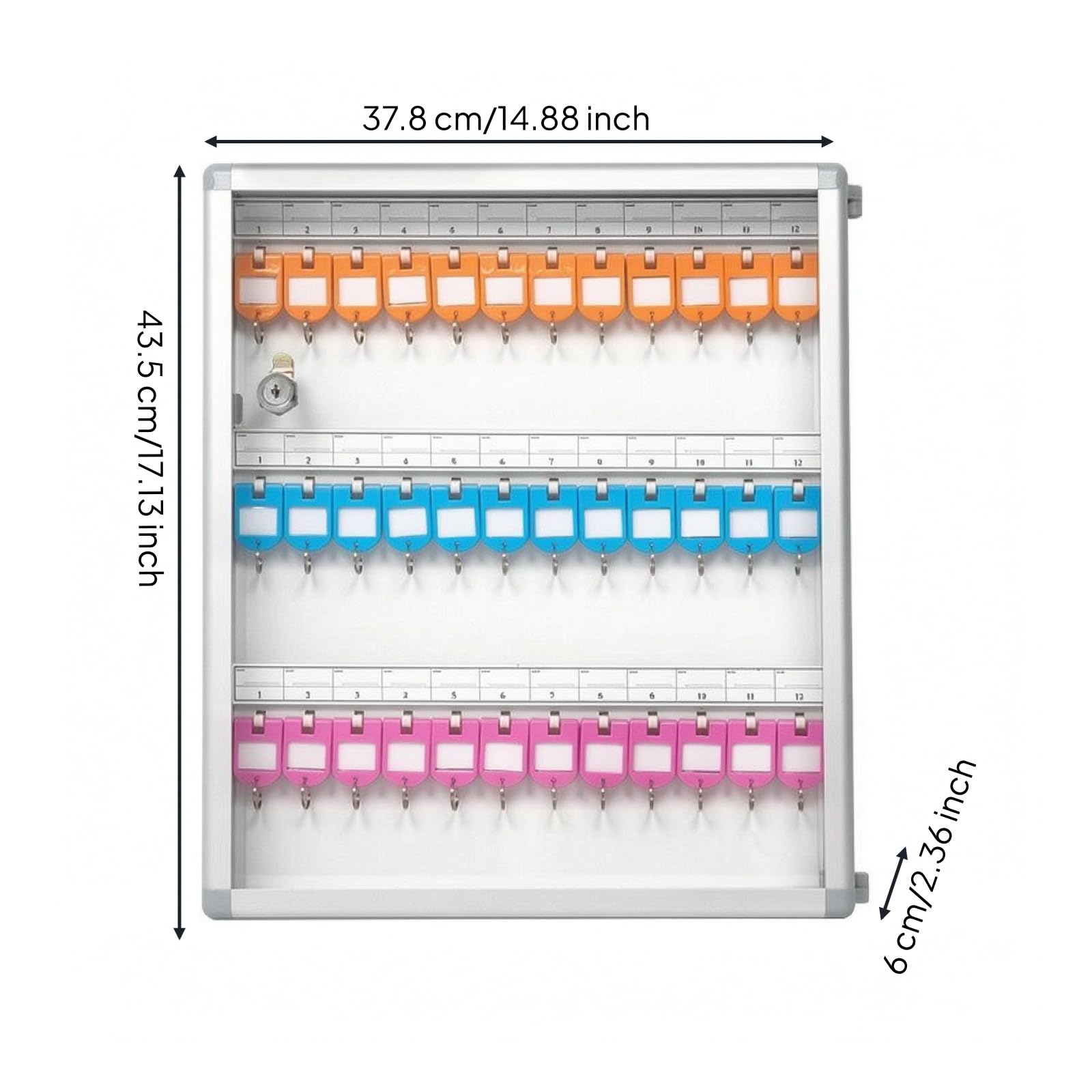 Gralara Armoire à Clés avec Porte Vitrée Robuste, 36 Clés