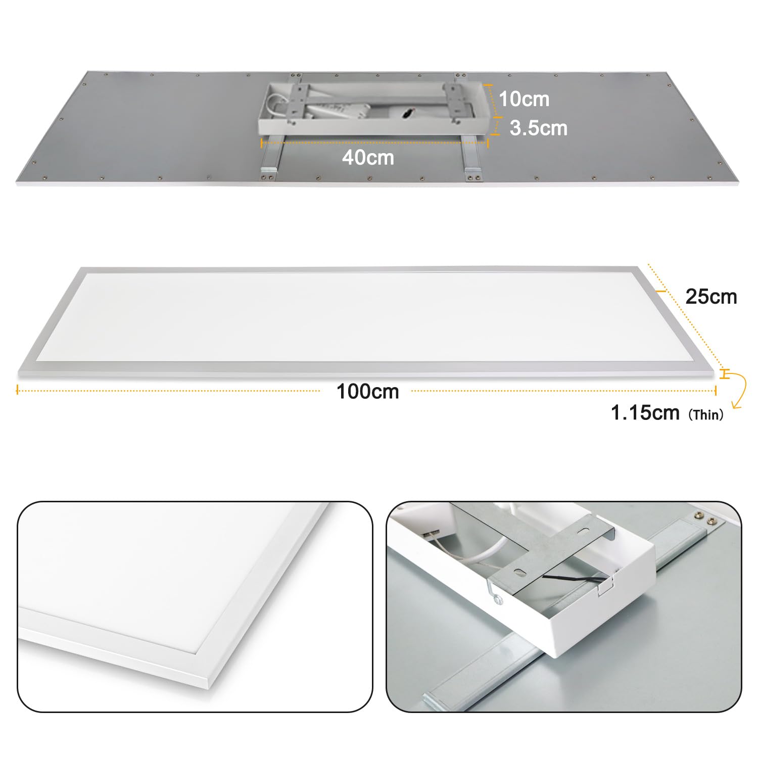 Deckenleuchte LED Dimmbar 100x25CM, 28W Smart LED WIFI TUYA Deckenlampe mit Fernbedienung, App-Steuerung 2700K-6500K Rechteckige Panel, Deckenleuchten mit Memory Funktion für Wohnzimmer, Badezimmer