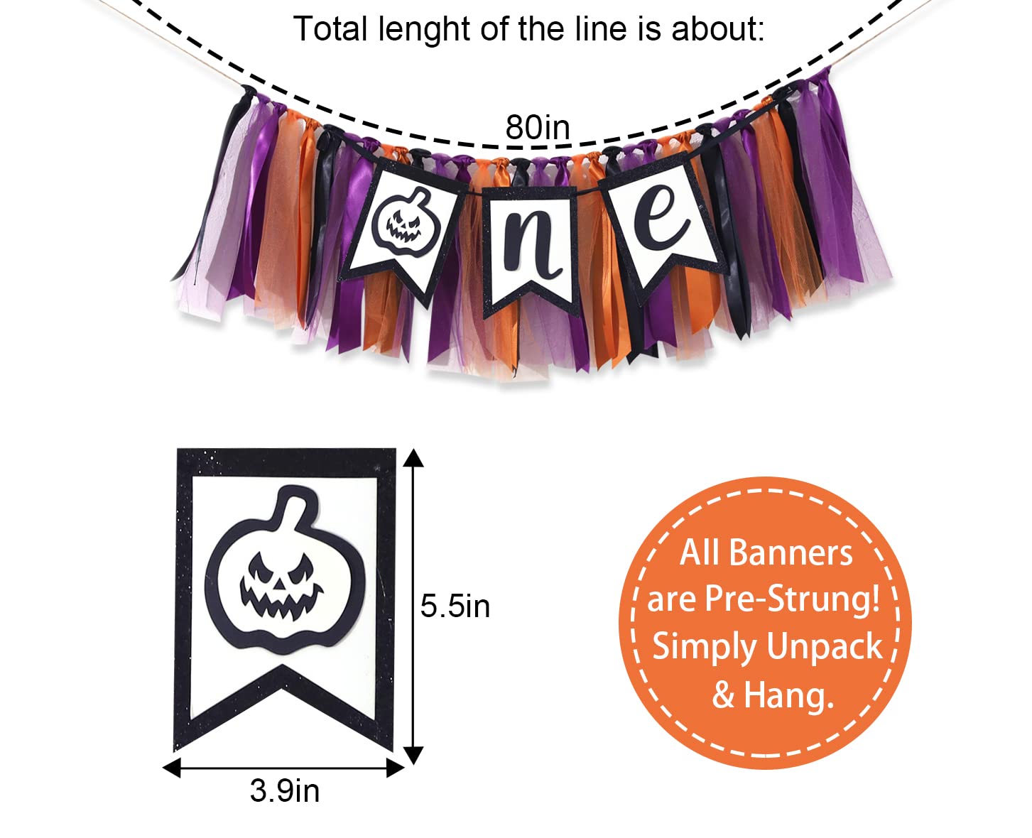YESSWL Little Pumpkin First Birthday Banner – High Chair Decor For Baby's 1st Birthday, Halloween & Fall Photo Props - View #8