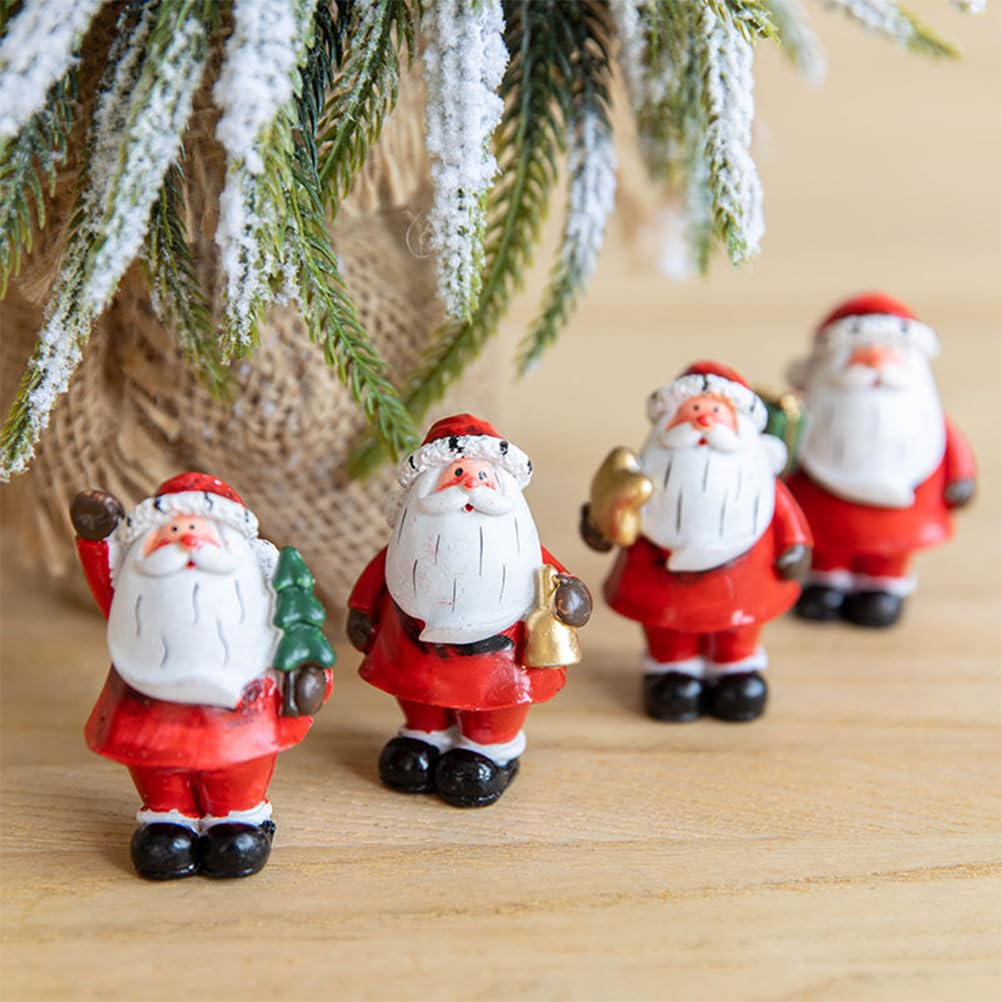 ABOOFAN 4Pcs Christmas Resin Santa Claus Ornaments Miniature Desktop Decoration for Holiday Home Party Festive Resin Figurines - Image 4