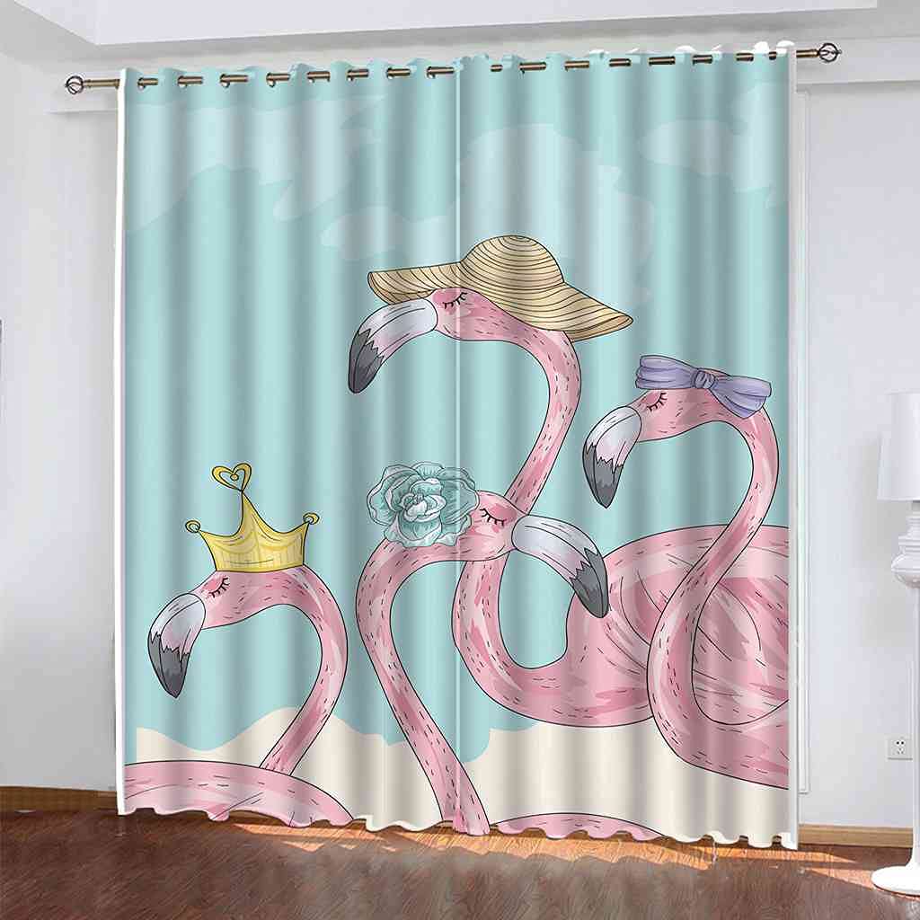Rideaux lot de 2 flamant rose au tissu isolant haut de gamme