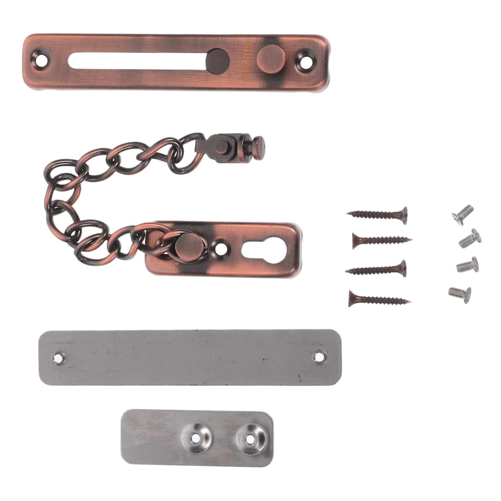 Cadena antirrobo de acero inoxidable para puertas de hotel y habitaciones sin taladro roja