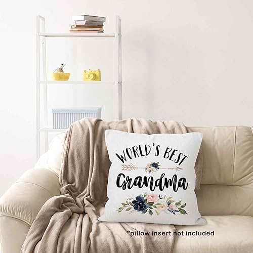 Miniatura 5 de World's Best Grandma Gifts - Funda de almohada de 18 x 18 pulgadas, funda de almohada de cumpleaños para abuela, decoración cuadrada para el hogar,