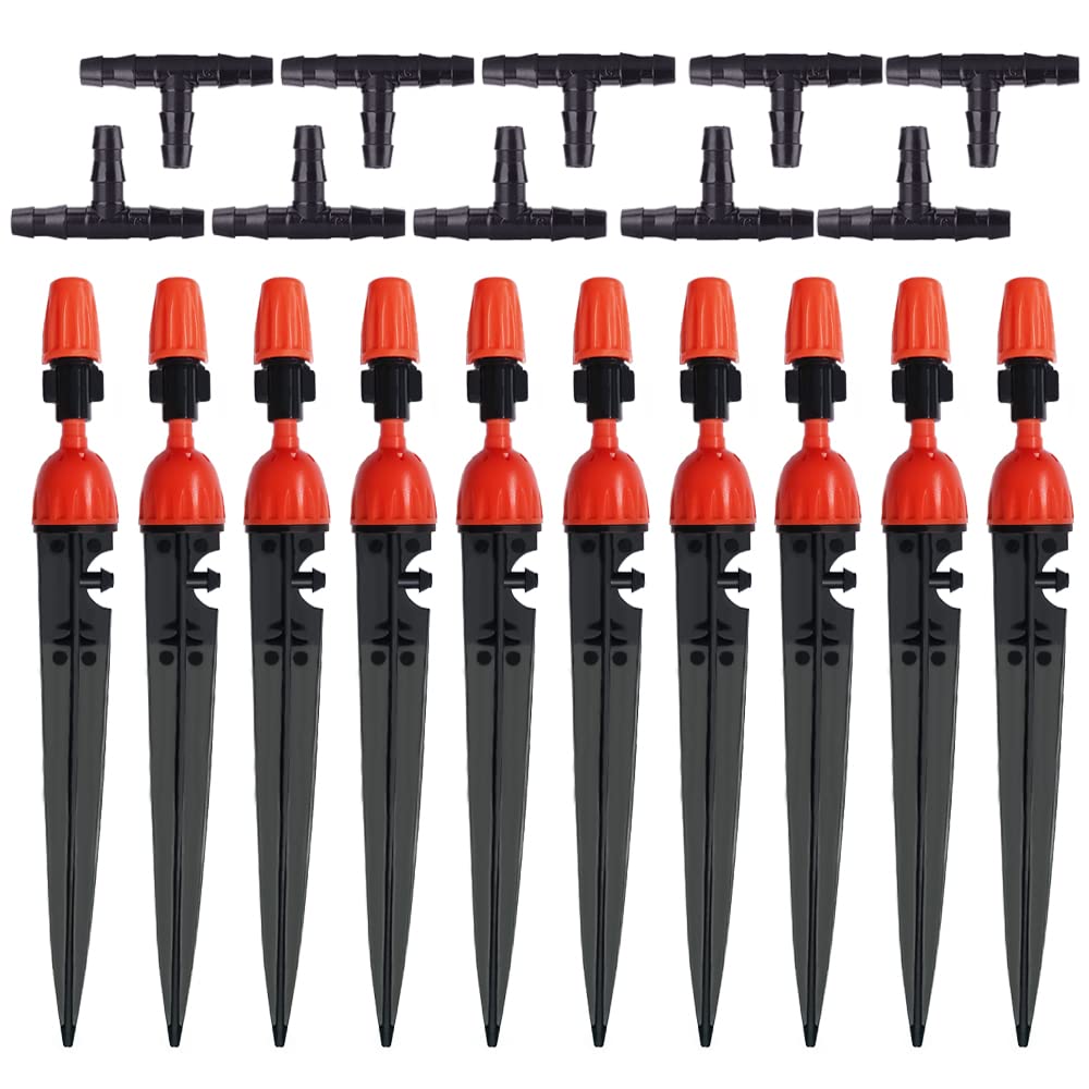 Water Spray Nozzle and Drippers Irrigation kit,Aongray Dual Function Micro Flow Drip Irrigation Watering System, Water Flow Irrigation Drippers Connector for 4mm/7mm Tube（10 pack）