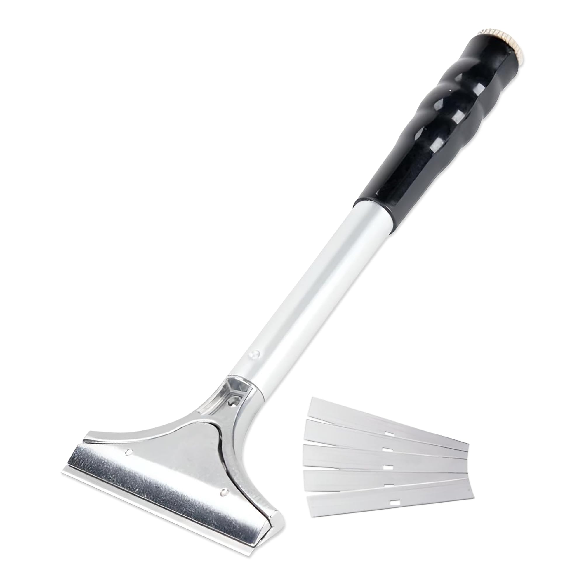 OCS Parts 12-Inch Flat Top Grill Scraper with 4" Scraper Blade | Heavy-Duty Multipurpose Scaper for Grills, Griddles and Kitchen Surfaces | Includes Five Scraper Blades Stored Inside Handle