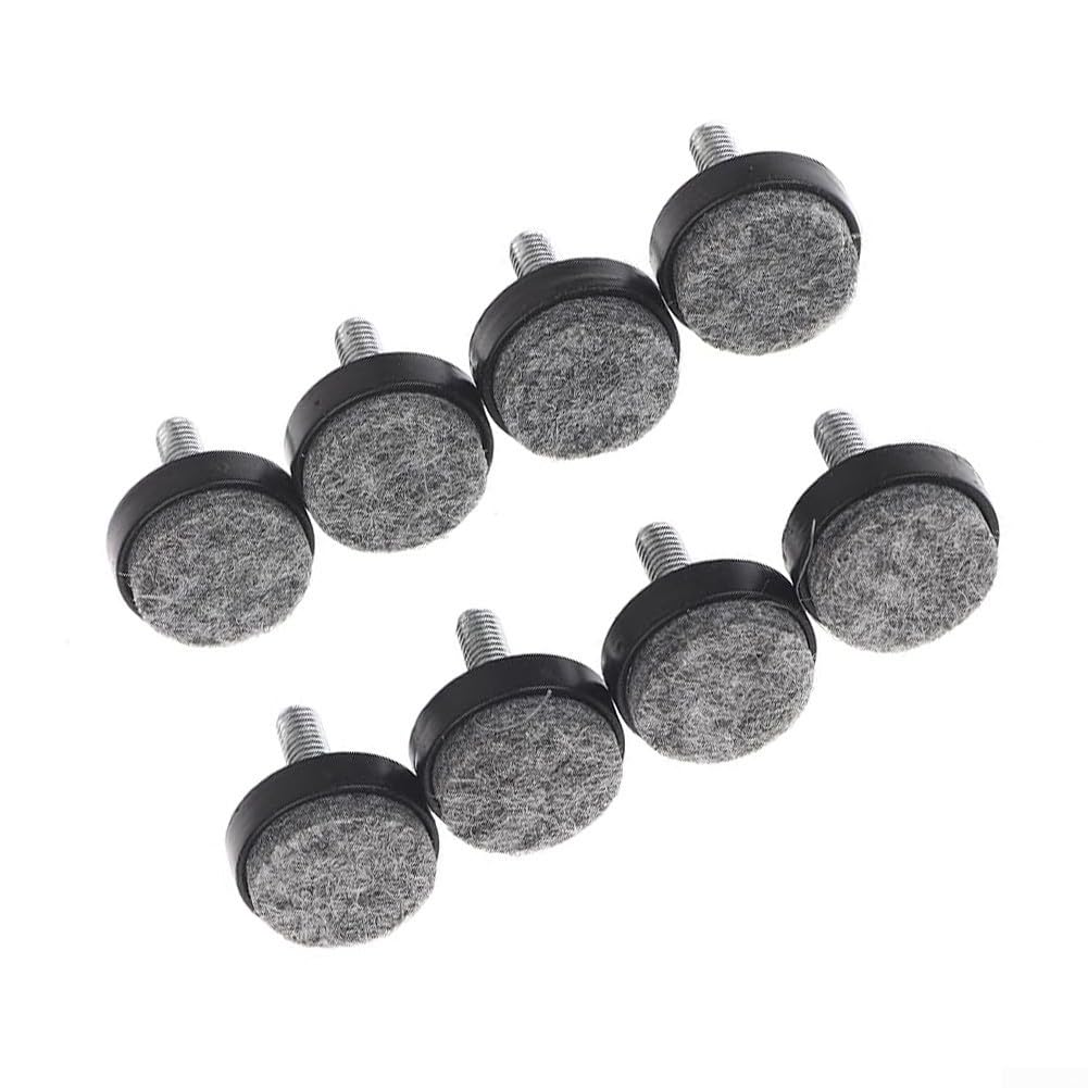 M6 M8 Adjustable Felt Furniture Leg Pads Anti-Slip Floor Protectors for Wobbly Tables Chairs and Cabinets Quiet Stability Solution Black Brown 8 Pieces(Black M8*25 * 10mm)