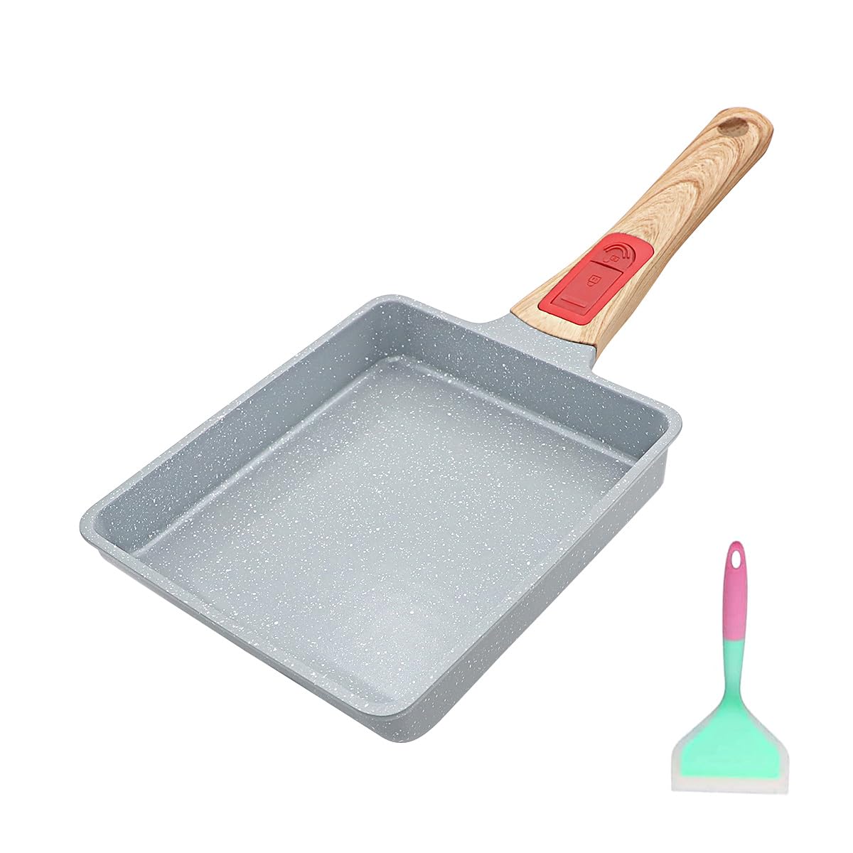 Ceramic Nonstick Tamagoyaki Pan, Japanese Omelette Pan omelette egg pan with Detachable Handle, Oven Safe, 7.48” x 6.8” (Blue)