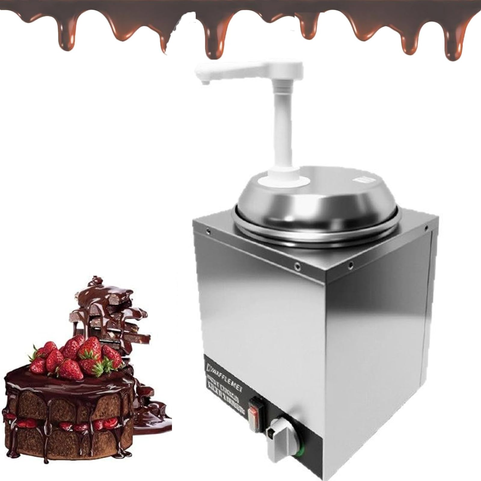 Dispensador eléctrico de queso nacho, calentador de caramelos calientes, aislamiento térmico de 360°, control de temperatura, extraíble para limpieza, diseño antideslizante para cafetería y fiesta en