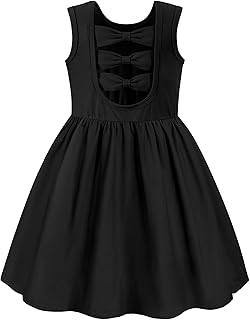 Toddler Girls Summer Dress Back Bowknot Sleeveless Twirly Casual Beach Party Sundress with Pockets - Buy now