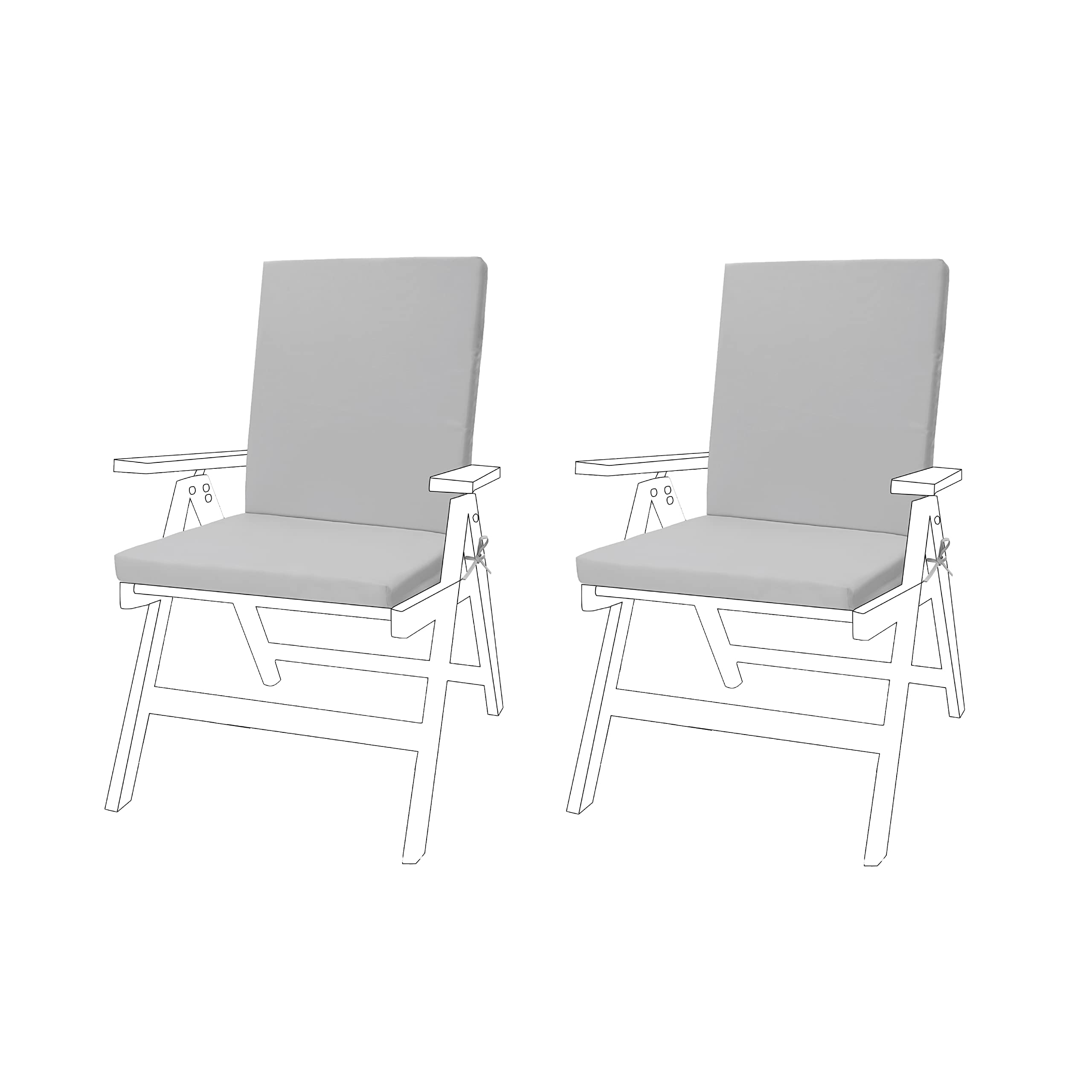 Gardenista Low Back Chair Seat Pads | Outdoor Water Resistant Garden Chair Cushions With Backs | Soft and Thick Seat Cushion with Secure Ties | Durable Patio Furniture Pad (2 Piece, Grey) — image 1