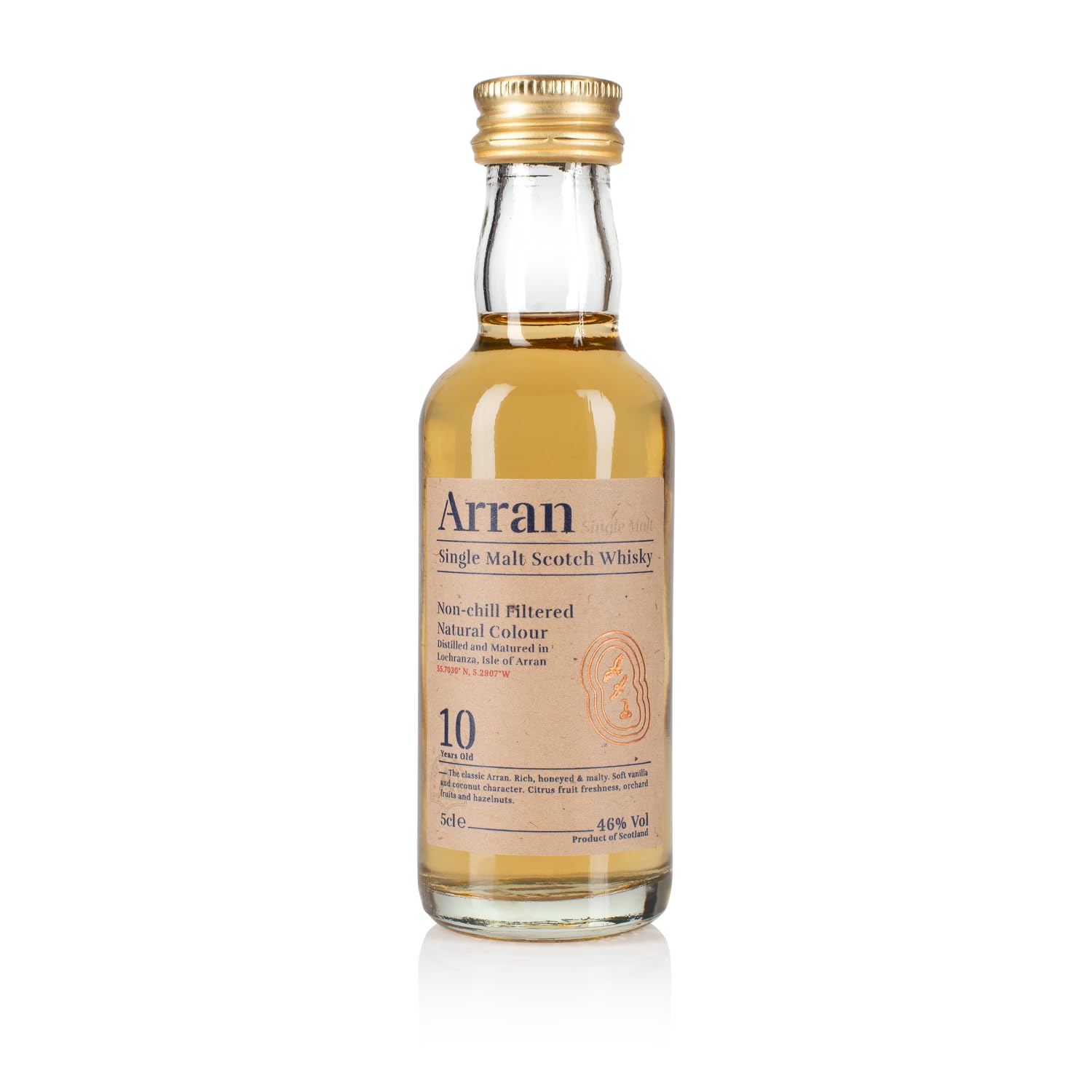 Arran 10 Year Old Single Malt Scotch Whisky 5cl Miniature, 46% ABV | Premium Single Malt | Isle of Arran