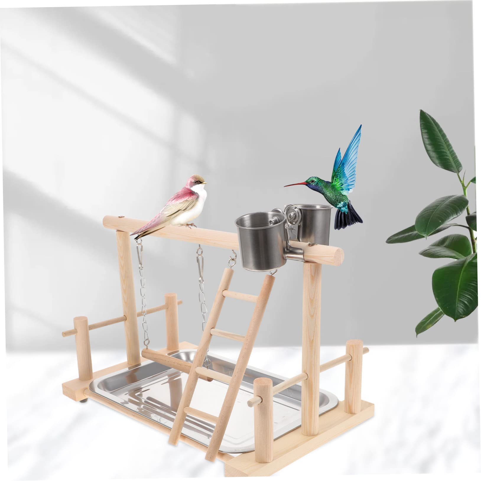 BESPORTBLE 1set Gioco Per Uccelli Legno Con Perch e Accessori Centro Attività Per Pappagalli Trespolo Per Cockatiel e Parakeet Stimolante e Divertente