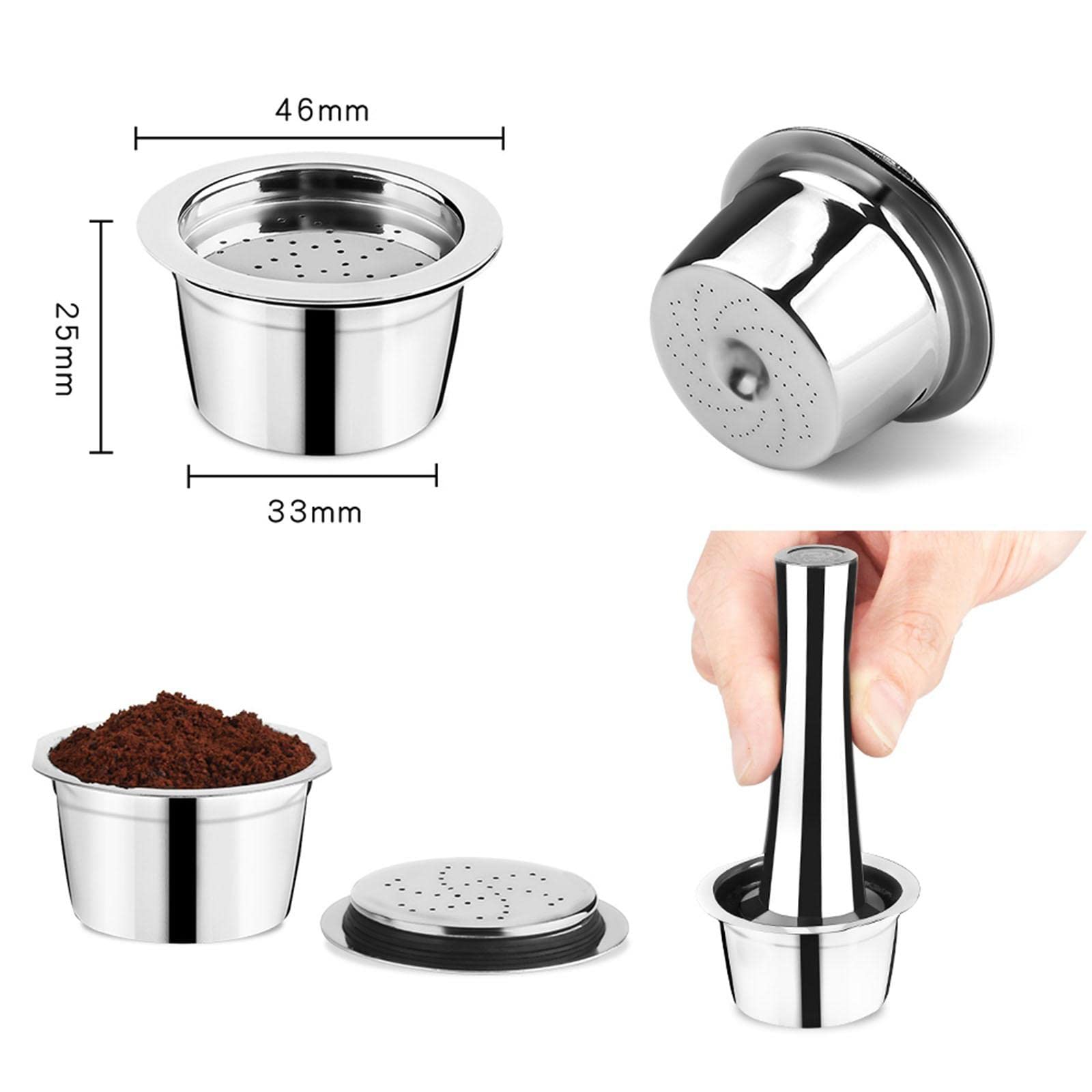Filtros Recargables de La Taza de de Las Cápsulas de Café para La de ALDI / / K, 3Pcs Conjunto