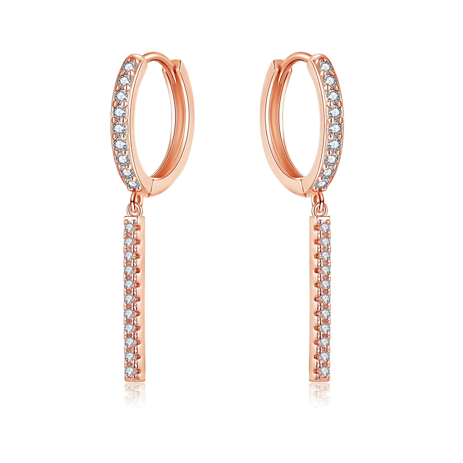 Zolkamery Ohrringe Silber 925 Hängend, 925 Sterling Silber Creolen Ohrringe mit Stab/Herz/Augen Anhänger, Zirkonia Ohrhänger für Damen, Neutral Hypoallergen Hängeohrringe, Damenschmuck mit Box