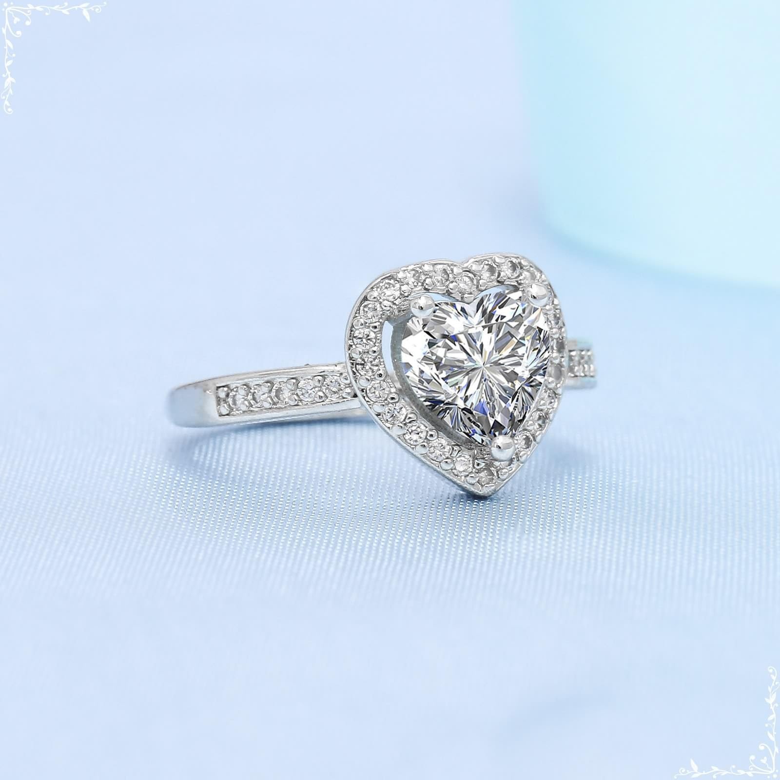 Fedi nuziali in oro bianco 18 carati, gioielli in vero oro con moissanite a forma di cuore, anello dell'amicizia in oro Au750, misura 47-65, oro bianco 18 carati (750)