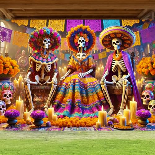 Image of Day of the Dead Decorations Banner 71x43 Dia de los Muertos Altar