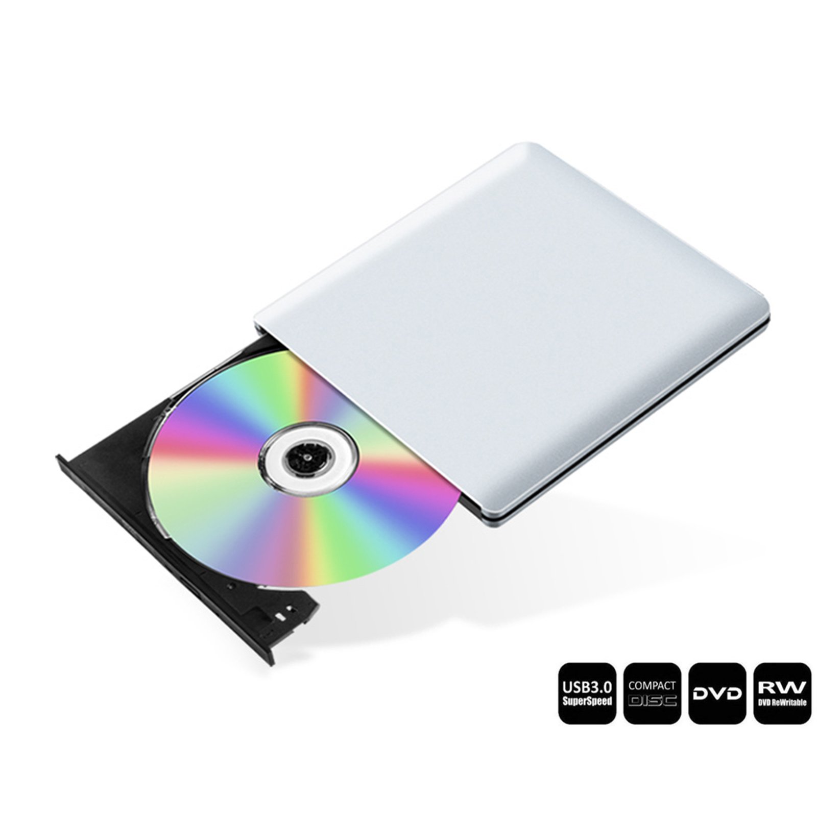 USB 3.0 External DVD Drive, ieGeek CD Drive Burner Slim Portable CD DVD +/-RW Writer/Rewriter/Player/Reader DVD CD ROM Drive High Speed Superdrive for PC Laptop Desktop Notebook Windows Mac OS Linux