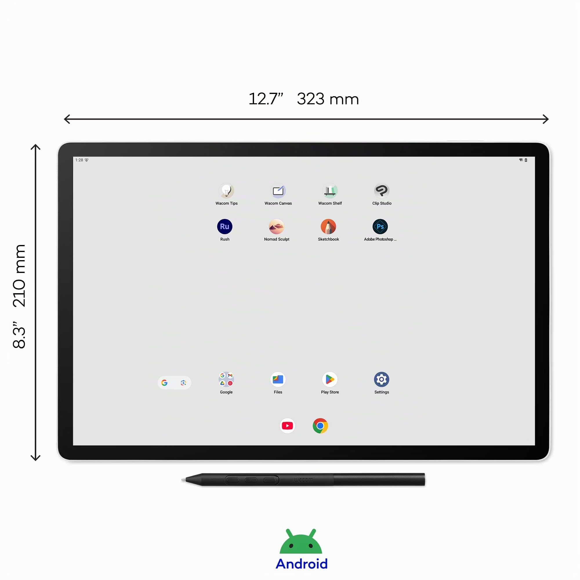Wacom MovinkPad Pro 14 Zeichentablet – Stift-auf-Papier-Gefühl mit OLED-Display für echtes Schwarz, außergewöhnlichen Kontrast, schnelle Reaktionszeit, Premium Textured Glass, ultrapräziser Pro Pen 3