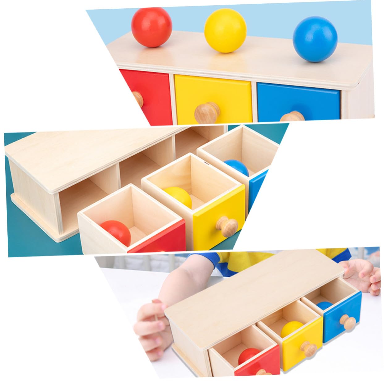 Giocattolo Didattico Cassetto a Sfere Rotonde a 3 Cassetti 1 Pezzo | Aiuto Didattico Precoce, 0-3 Anni, Educazione Genitore-Figlio, Giocattolo Educativo per L’Apprendimento Iniziale