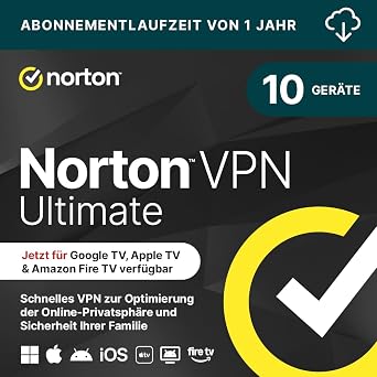 Norton VPN Ultimate 2026 10 Geräte 1 Jahr Aktivierungscode per E-Mail