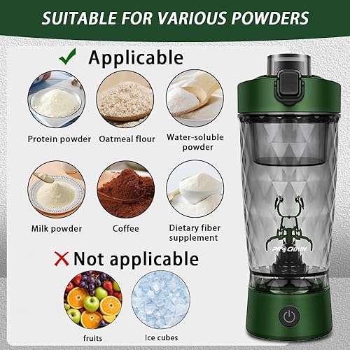 Miniatura 4 de Botella mezcladora eléctrica de proteínas, taza mezcladora recargable por USB, mezclador de bebidas de agua, botellas portátiles para gimnasio y