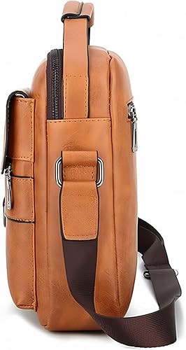 Miniatura 4 de Bolso cruzado pequeño, bolso de hombro para hombre, bolso de cuero vintage para oficina y negocios para hombres, bolso de mano con cremallera