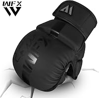 WFX MMA Kesztyű - Nyitott Tenyerű Bokszkesztyű Sparringhoz, Grappling, Muay Thai, Ketrecharc Edzéshez - Állítható Csuklótámasz, S Méret, Fek 2