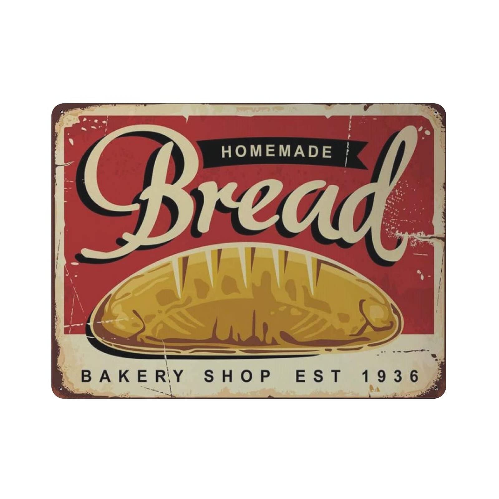 Metal Tin Sign Homemade Bread Baked Vintage Tin Poster Metal Sign Wall Decoration Country Kitchen Home Garage Decor 12"x16"