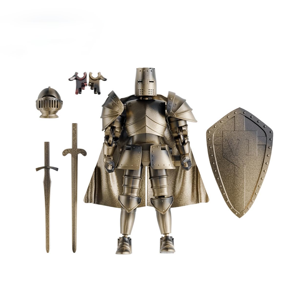 Mittelalterliche Ritter-Actionfigur, bewegliche Attrappe T13 bewegliche Roboterfigur, Fantasy-Krieger-Display-Modell (Montage erforderlich) (Gelb)