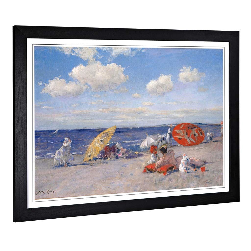 Big Box Art Framed Print of William Merritt Chase at The Seaside Design | Wall Art Picture | Home Decor for Kitchen, Living Room, Bedroom, Hallway, Black, A2 / 24.5x18 Inch / 62x45cm