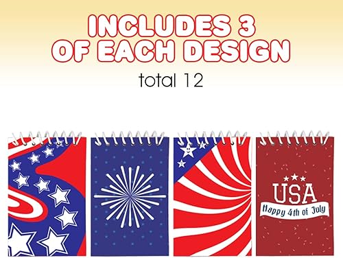 Miniatura 4 de ArtCreativity Bloc de notas patriótico, paquete de 12 mini cuadernos en espiral con diseño patriótico, bloc de notas pequeños para niños y adultos,