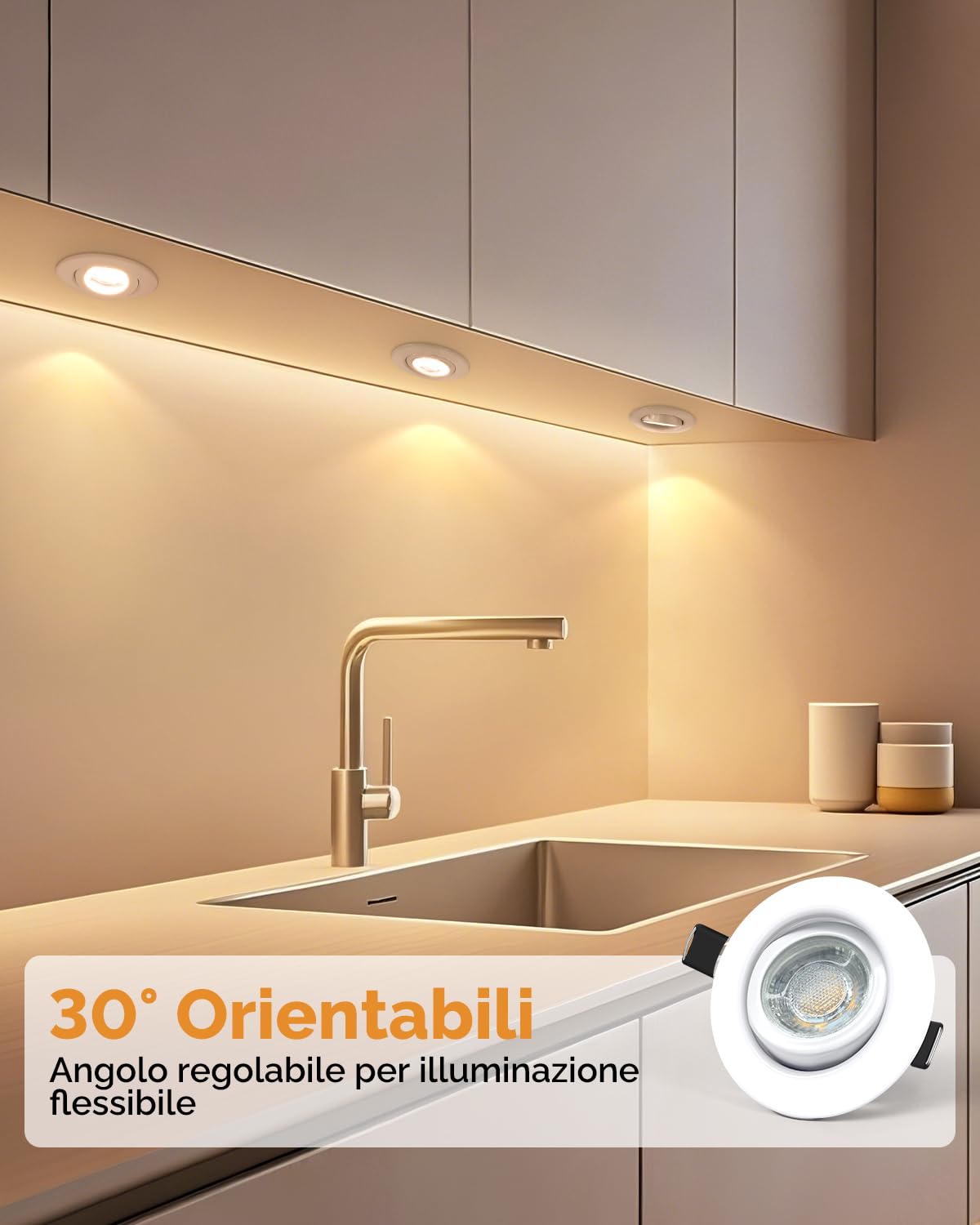 wowatt Faretti LED da Incasso per Cartongesso Dimmerabili 5.5W, Set di 12 | 600LM Luce Calda 2800K Luci da Soffitto Interno Orientabili, IP44 Luci da Soffitto Interno Ultrasottili per Bagno, Foro 68mm