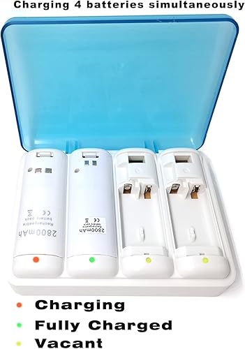 Miniatura 3 de YZgame - Estación de carga de batería para Wii U y Wii, control remoto Wii, base de carga de batería con 4 unidades, batería de 2800 mAh, estación