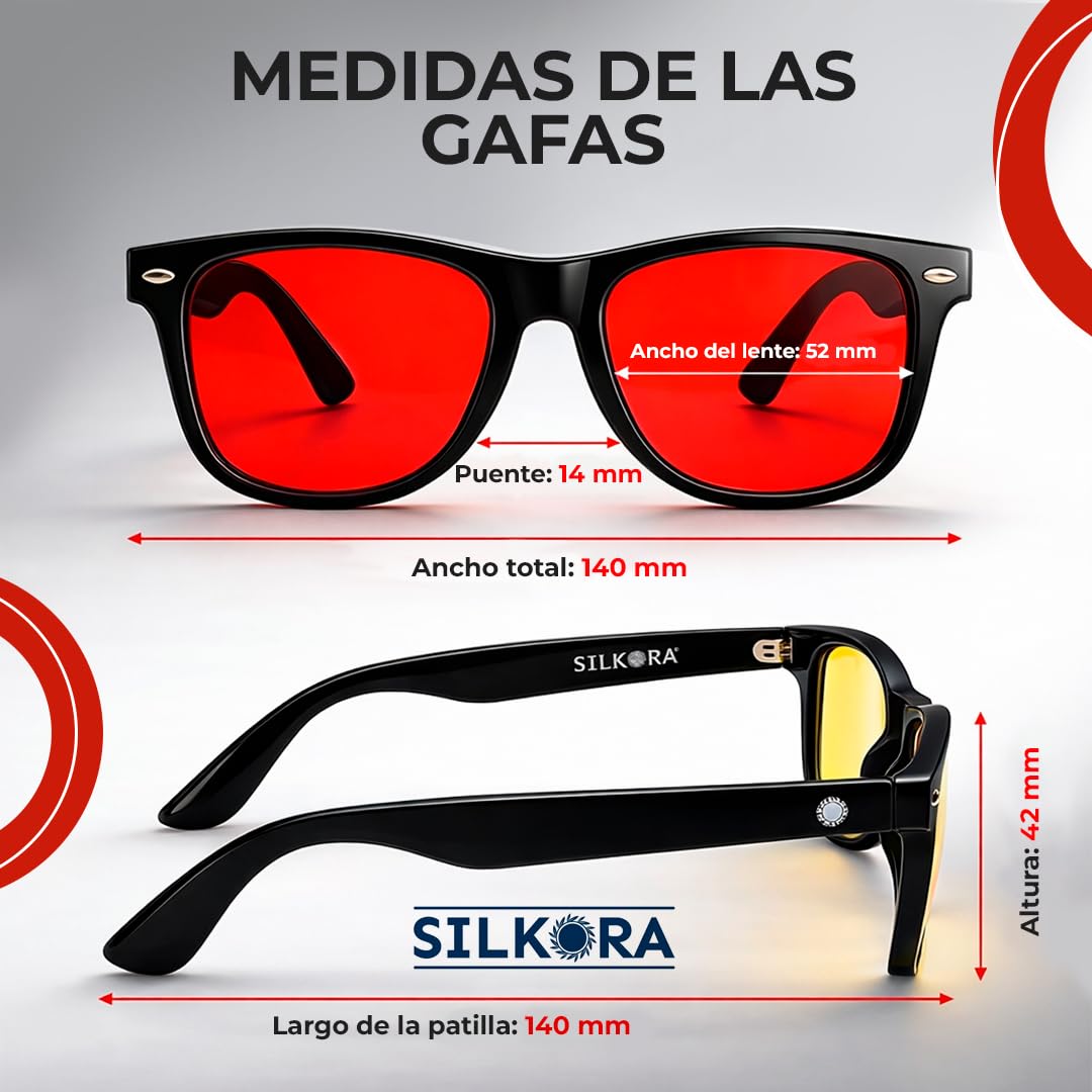 Set 2 Gafas luz azul | Amarillas y Rojas | Filtro de Luz Azul | Bienestar para tu Día y Noche | Reduce la Fatiga Visual | Regula el Sistema Nervioso a través de la Luz | Ordenador, Gaming y Descanso