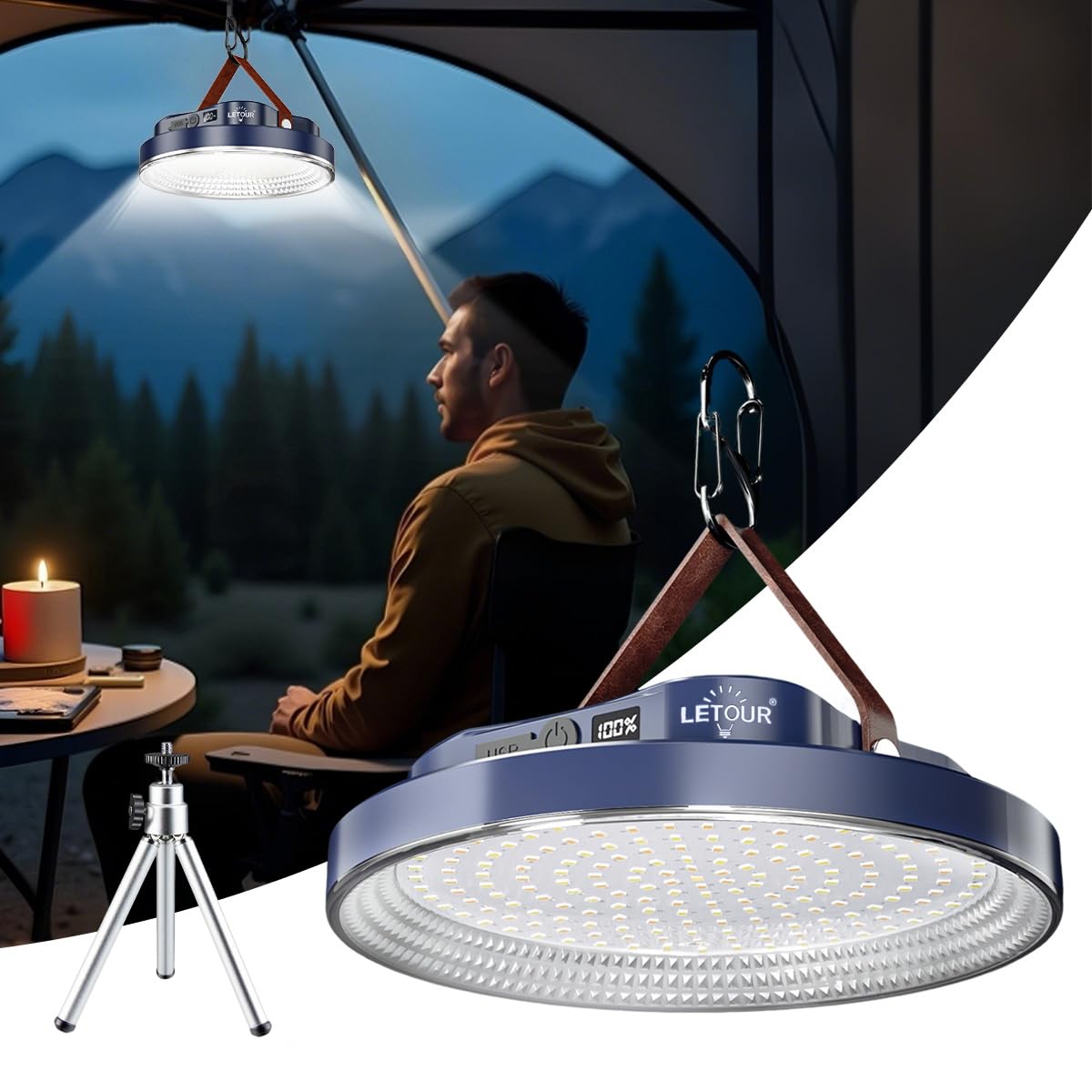 6000LM Torcia portatile LED Lanterna da campeggio 7.2 "Luce ricaricabile 70W 10400 con magnete, IPX4 impermeabile tenda luci mancanza di energia Kit di sopravvivenza di emergenza tempesta di neve