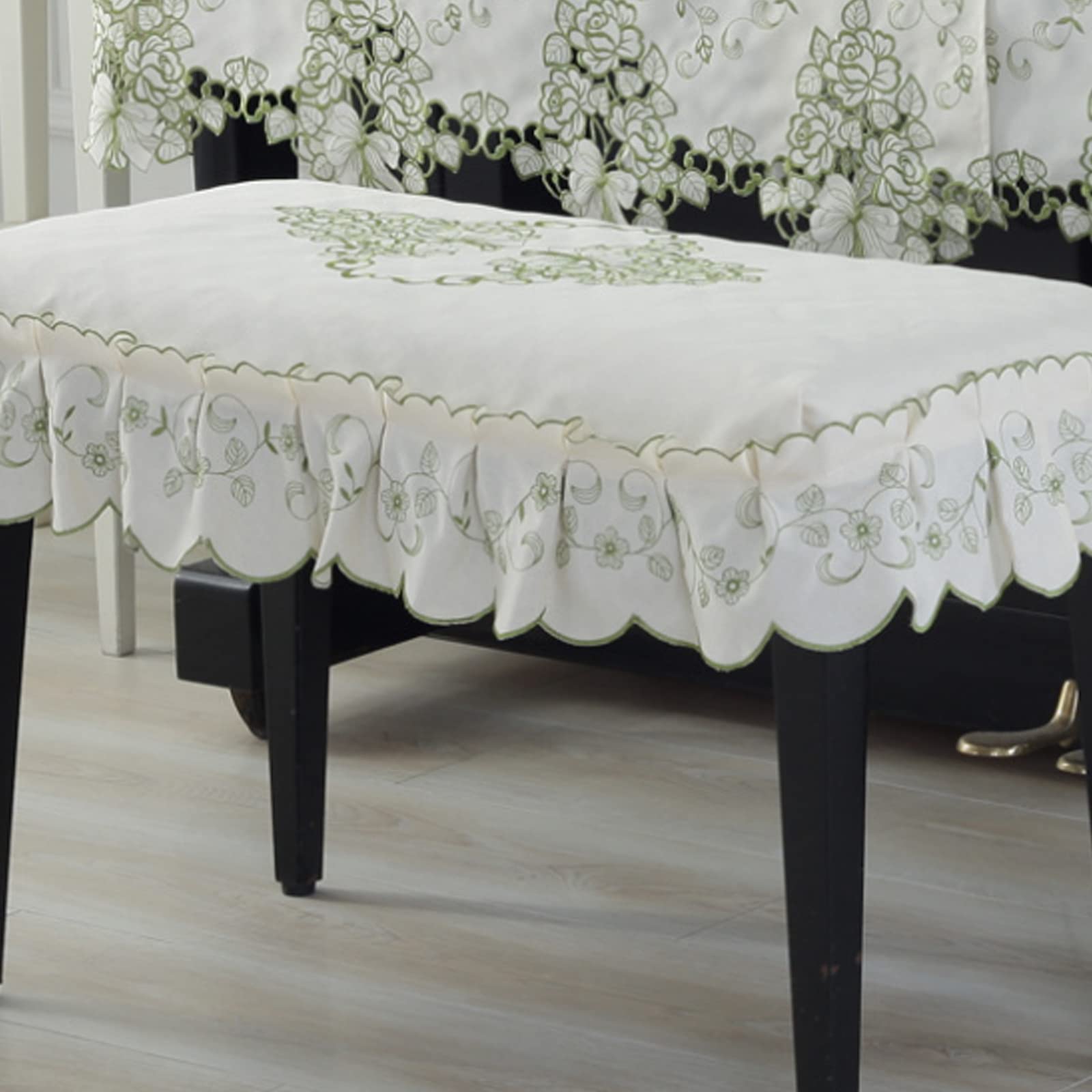 Mezza Copertura per Pianoforte Verticale, Copri Poncho per Pianoforte alla Moda di Lusso, Mezza Copertura Protettiva per Pianoforte Europeo,Green-with Double Stool Cover
