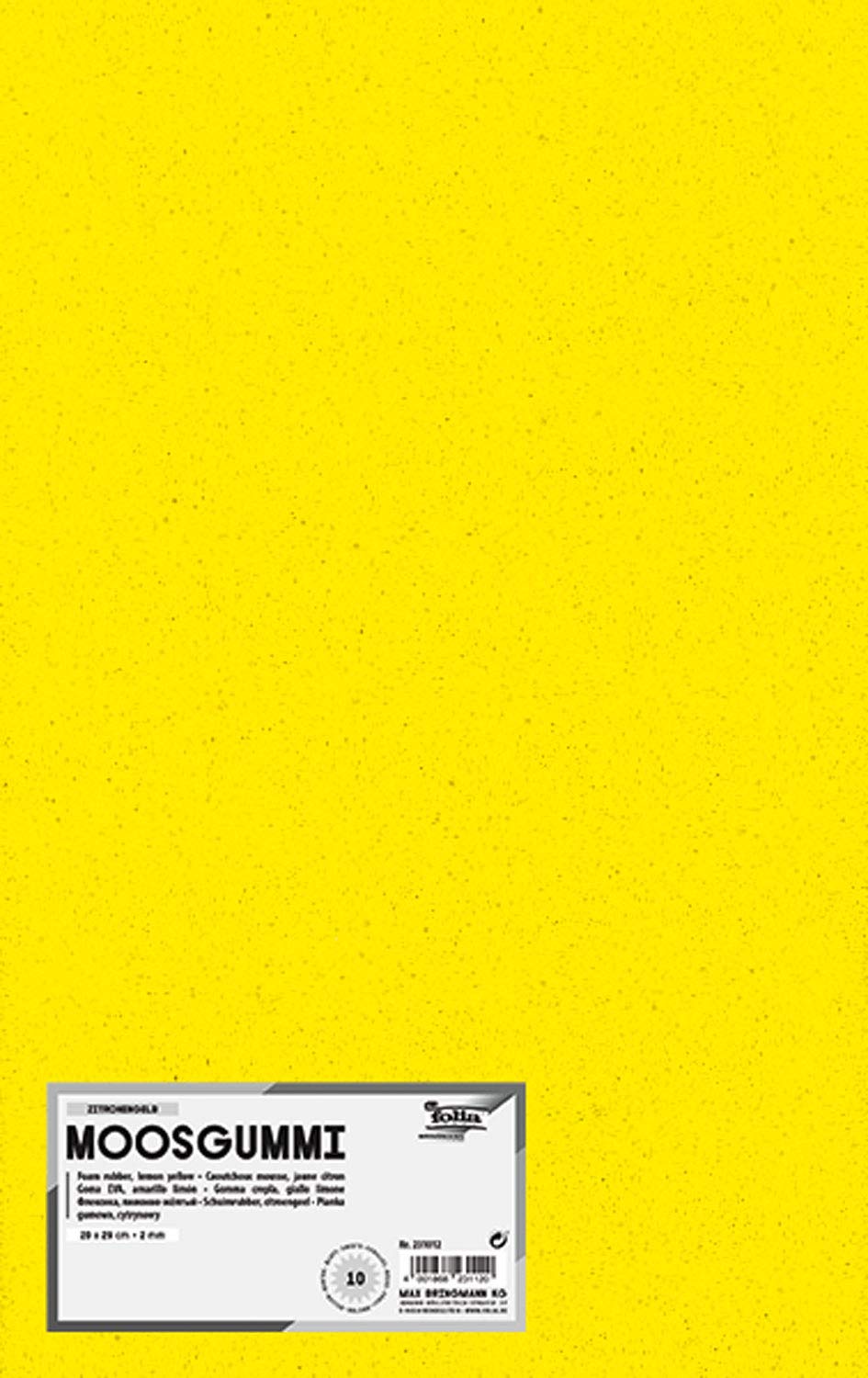 folia 231012 - Moosgummi, 2 mm, ca. 20 x 29 cm, 10 Bögen, zitronengelb - ideal für vielseitige Bastelarbeiten