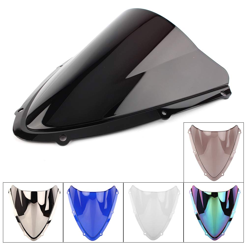 Cupolino Moto Bolla a Doppia Bolla del Parabrezza del Motociclo Addominali Utilizzare Il Parabrezza for Suzuki GSXR 600 750 K8 K10 2008 2009 2010 Parabrezza per Moto (Color : Noir)