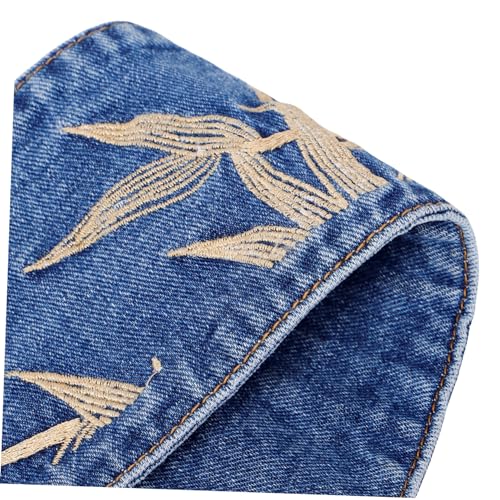 Retro Denim Belt for Women with Embroidered Leaf Decoration Wide Corset Cinch Waistband for Dresses and Comfortable Dress Accessory4