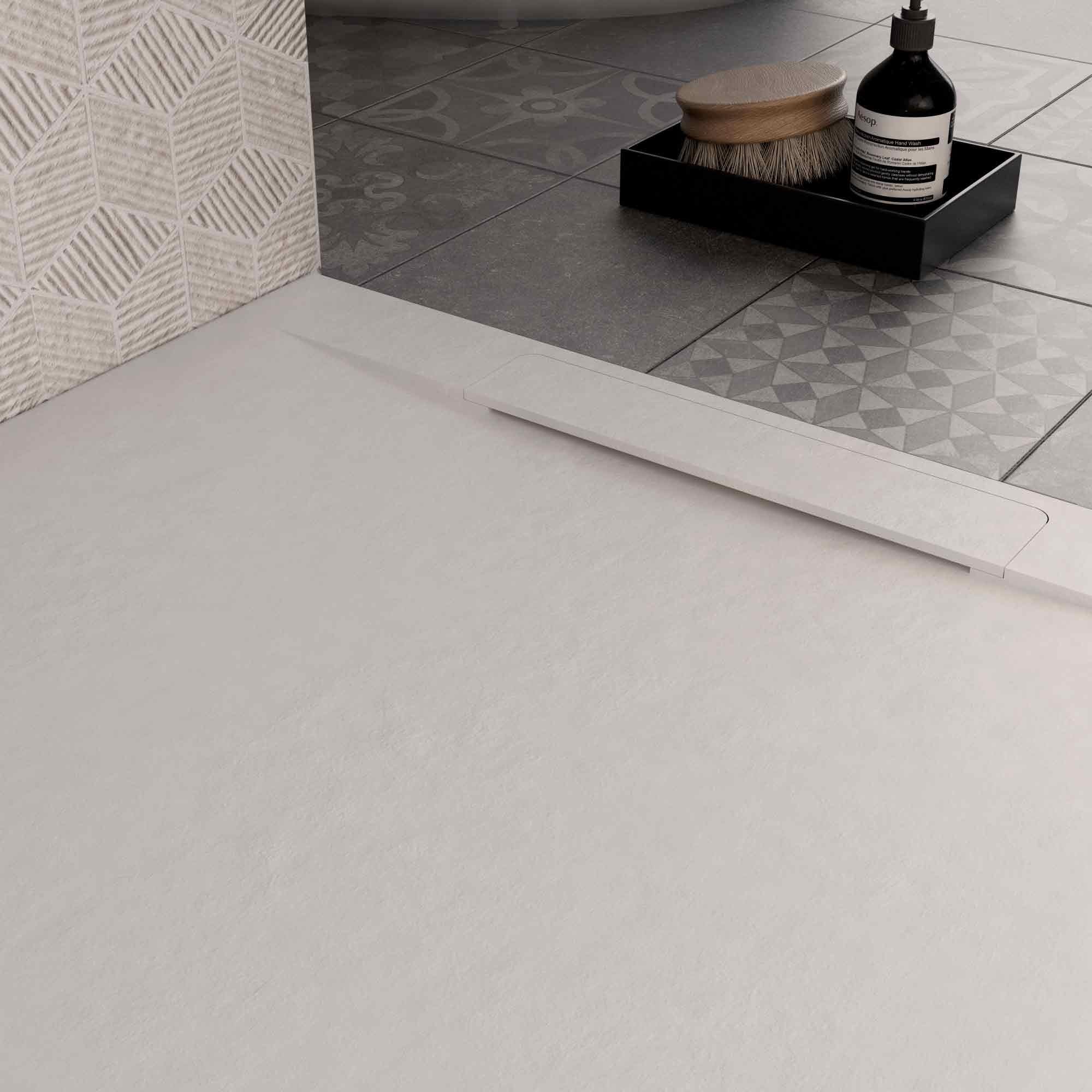 Piatto doccia in marmoresina Bianco effetto pietra cemento VINCENT - 80x170