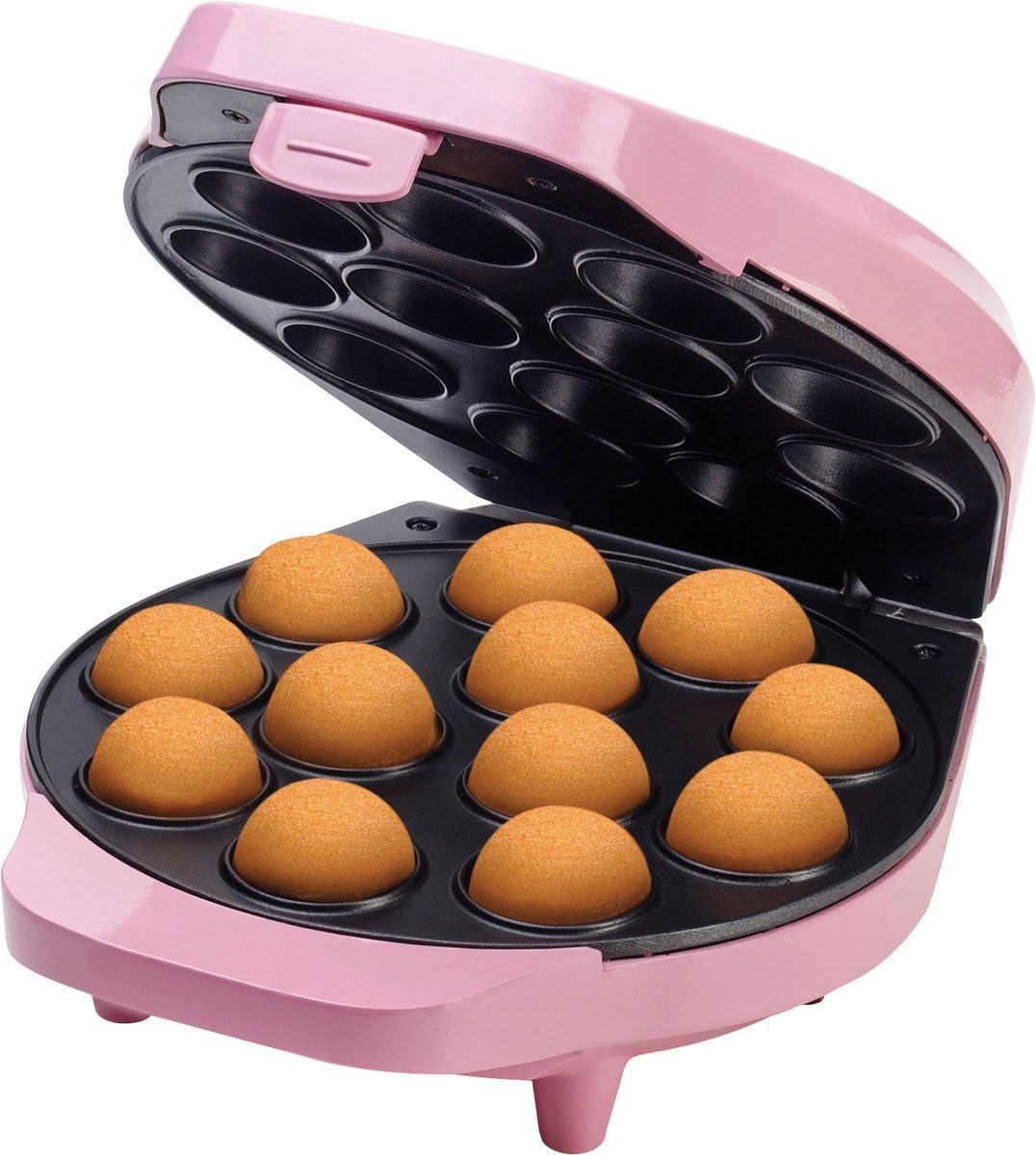 Bestron Cake-Pop-Maker im Retro Design, inklusive Cake-Pop-Butler, Gabel & 12 Sticks, 700 W, Farbe: Rosa