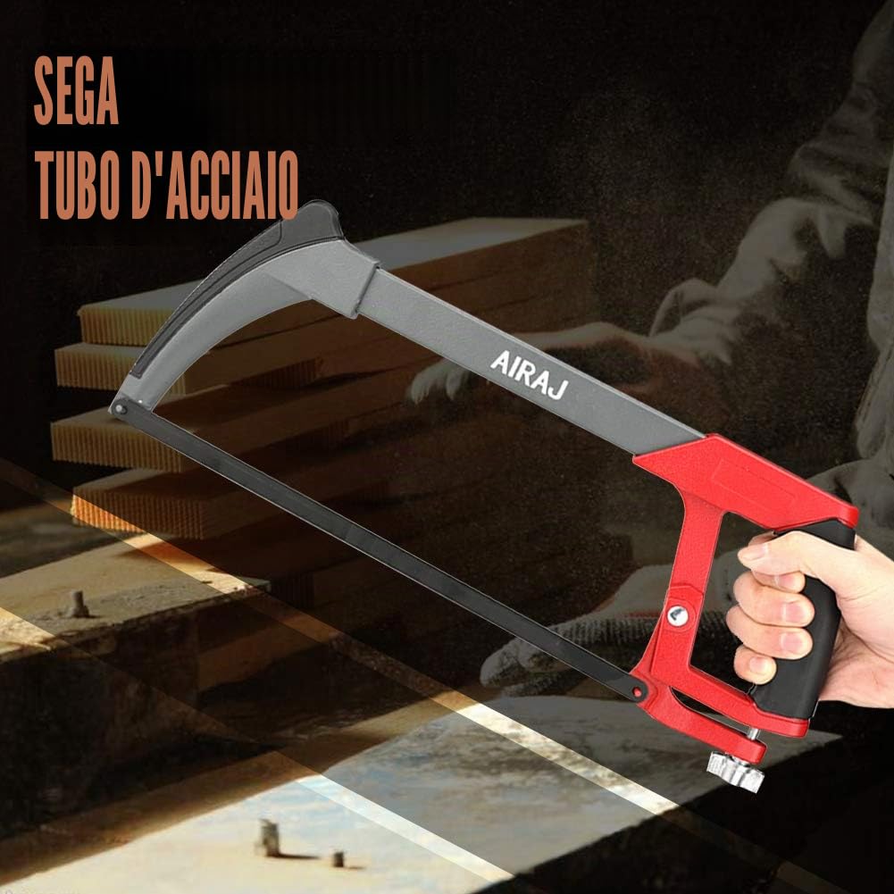 AIRAJ 300mm Seghetto per metallo professionale,Con 10 lame- Impugnatura antiscivolo resistente all'usura-2 angoli di taglio-Sega di precisione,Utilizzata per il taglio di metalli,Fai da te domestico