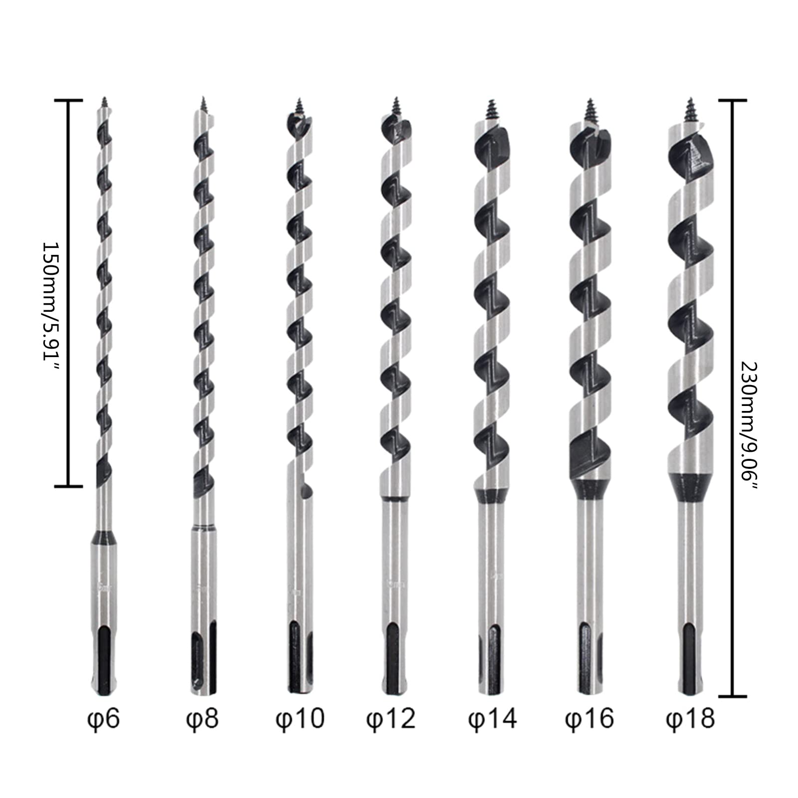 Multifunktionales Hartstahlmaterial, 6–18 x 230 mm, Holztüröffnung, Holzbearbeitungs Bit Set, Bohrer