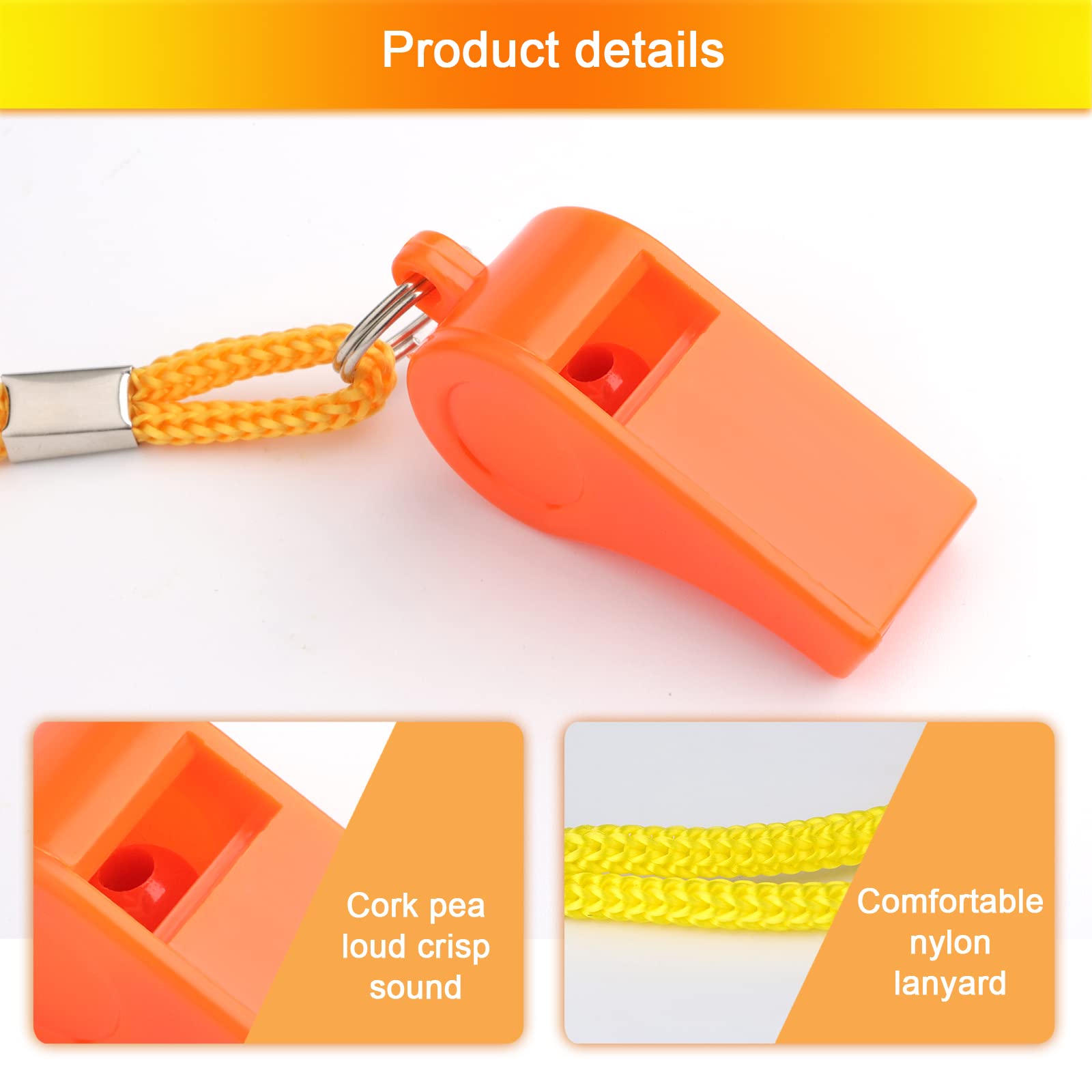 Lot De 4 Sifflets En Plastique ABS Avec Cordons – Noir, Bleu, Orange, Jaune – Pour Arbitres, Coachs, Survie, Entraînement