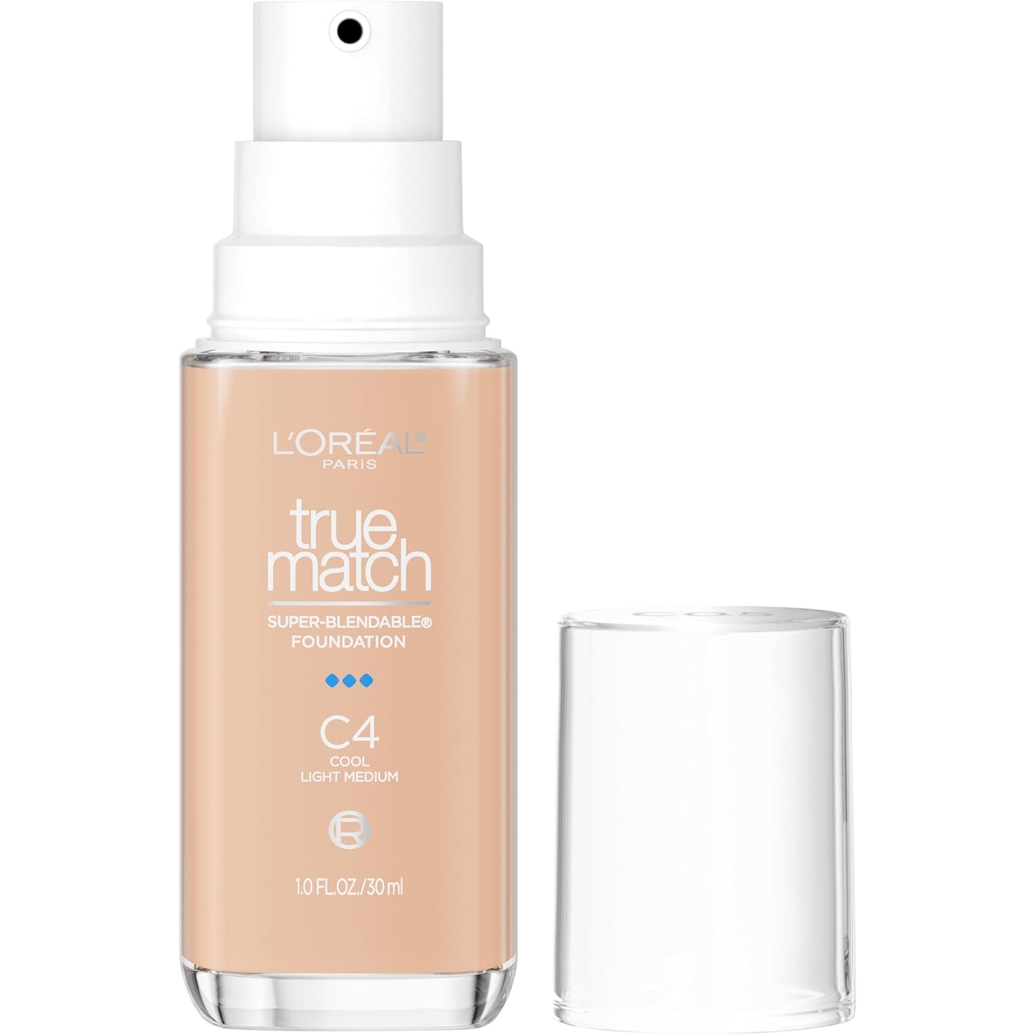 L’Oreal Paris True Match Super-Blendable Foundation, Medium Coverage Liquid Foundation Makeup, C4, Light Medium, 1 Fl Oz L’Oreal Paris True Match Super-Blendable Foundation, Medium Coverage Liquid Foundation Makeup, C4, Light Medium, 1 Fl Oz