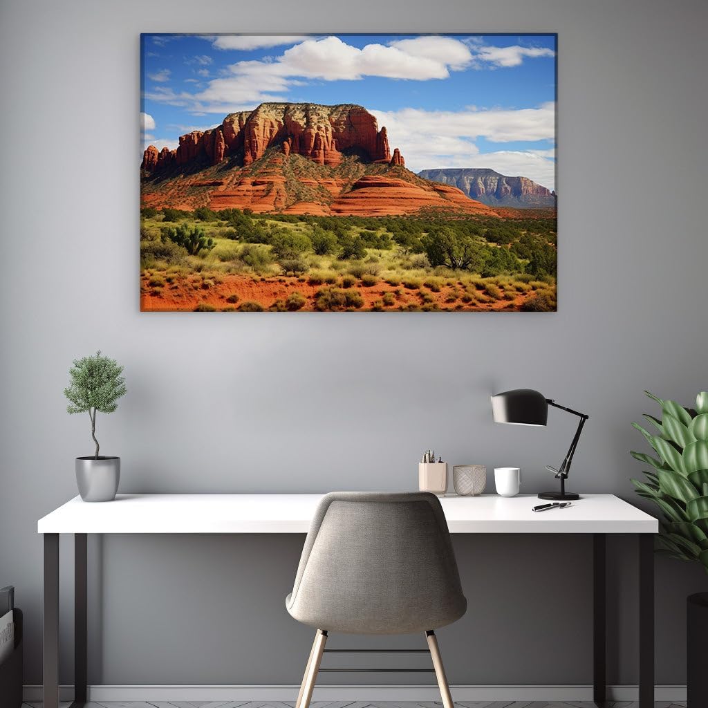 Canvas for Living room. Desert Majesty: Where Red Rocks Meet the Brilliant Blue Sky, 27 x 18 inch Canvas Wall Art - Ready to Hang - 69x46 cm (27x18 inch)