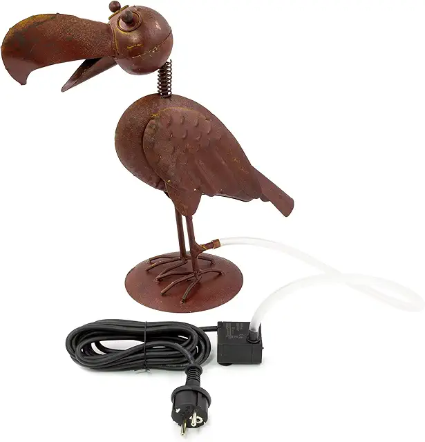 Wasserspeier Rabe Corvin - Garten Deko mit Pumpe für Teich und Springbrunnen