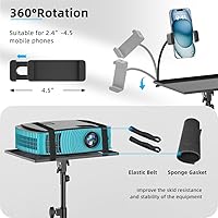 Vista 4 de Soporte para proyector con ruedas, trípode para laptop de 29 a 69 pulgadas con bandeja para mouse, soportes de DJ de altura ajustable con soporte